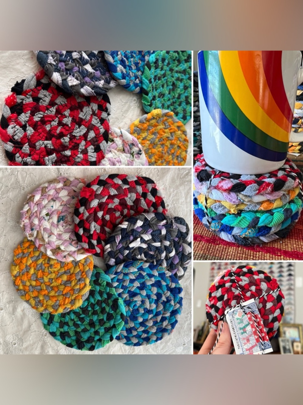Set of Six Braided Coasters
